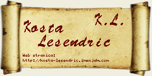 Kosta Lesendrić vizit kartica